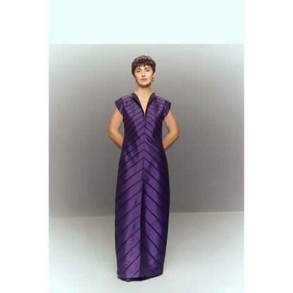 Zaitra Purple Long Ripple Dress