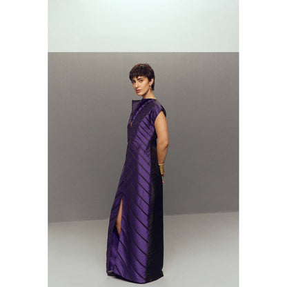 Zaitra Purple Long Ripple Dress