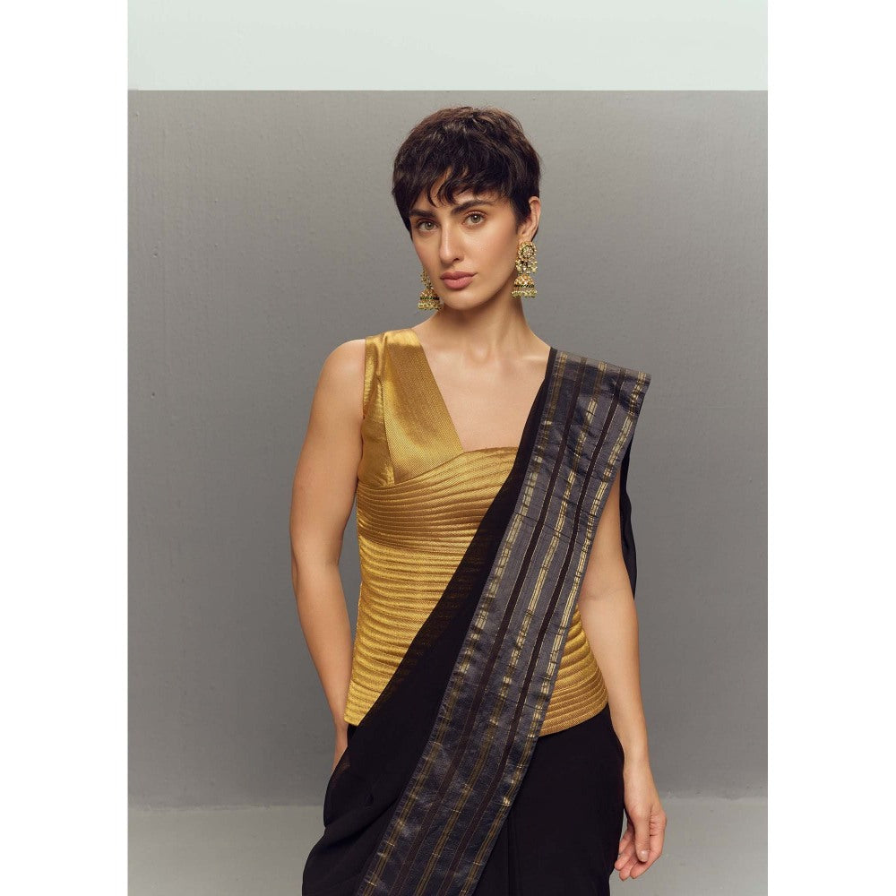 Zaitra Ripple Gold Quilted Corset Top