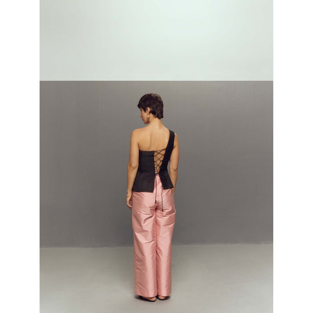 Zaitra Ripple Black Quilted Corset Top