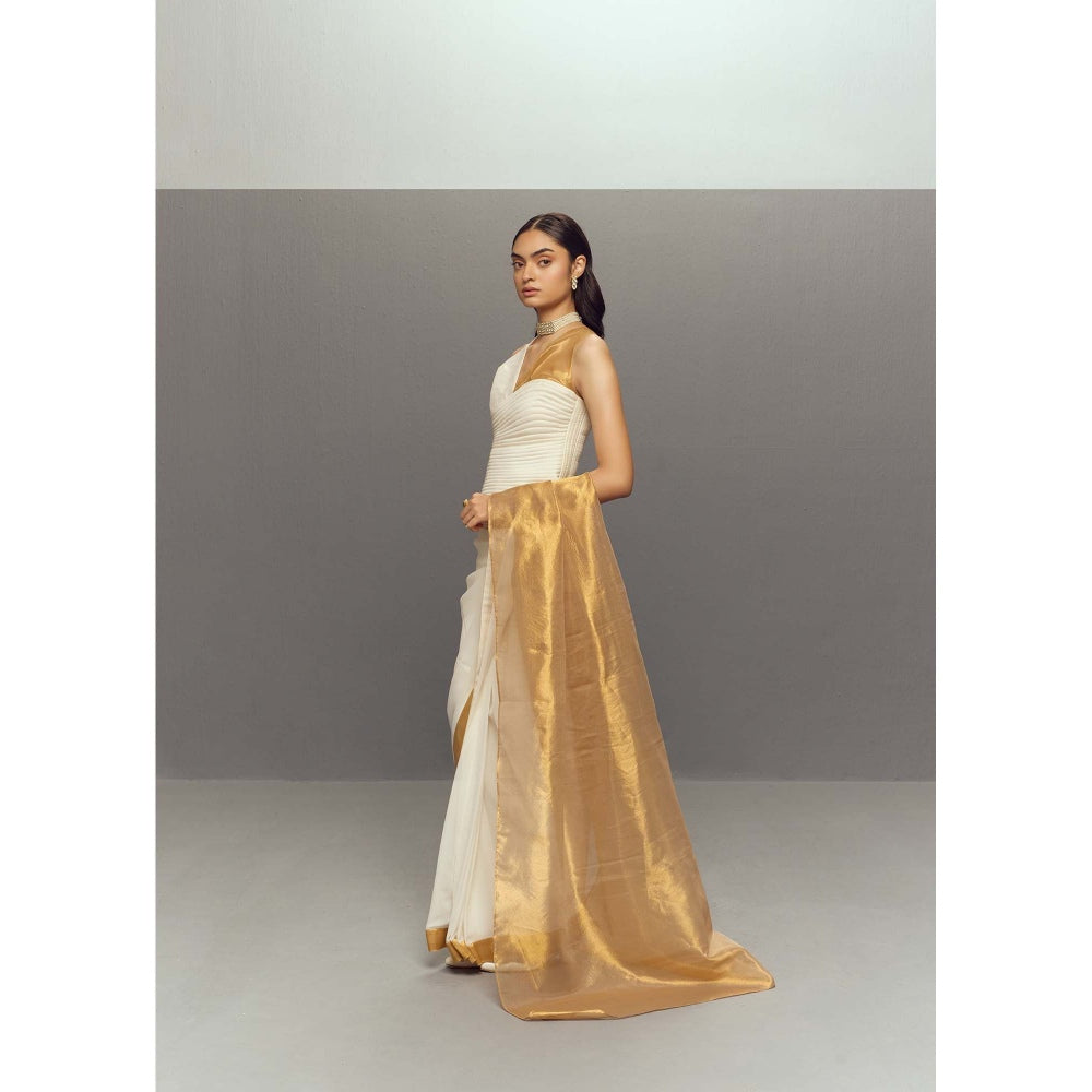 Zaitra Ripple White Quilted Corset Top