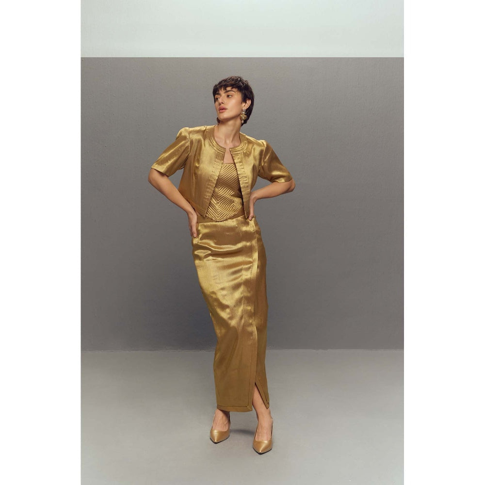 Zaitra All Gold Corset and Jacket with Skirt (Set of 3)