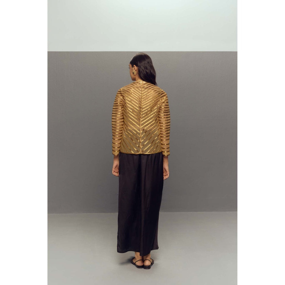 Zaitra Gold Cleopatra Bustier Jacket with Skirt (Set of 3)