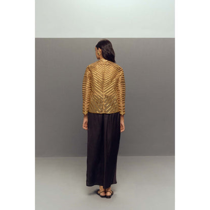 Zaitra Gold Cleopatra Bustier Jacket with Skirt (Set of 3)