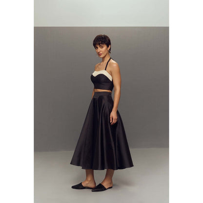 Zaitra Black Umbrella Skirt with Bustier (Set of 2)