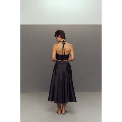 Zaitra Black Umbrella Skirt with Bustier (Set of 2)