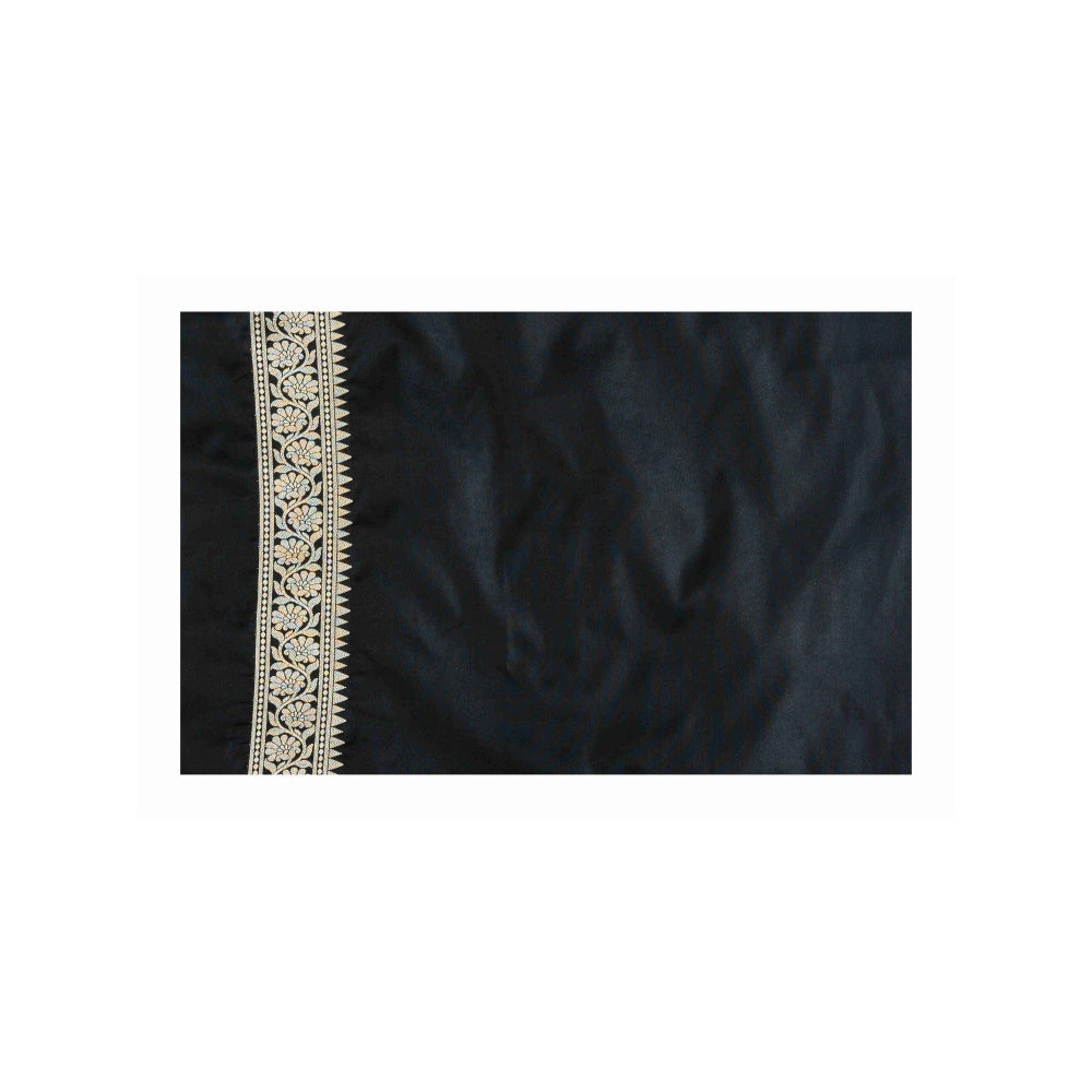 Zal from Benaras Purple Rangkat Silk Banarasi Handloom Saree with Unstitched Blouse