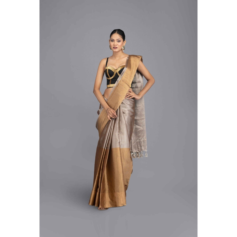 Zal from Benaras Gold Zari Chanderi Handloom Saree with Unstitched Blouse