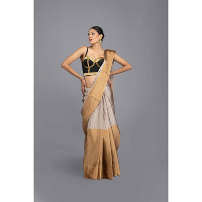 Zal from Benaras Gold Zari Chanderi Handloom Saree with Unstitched Blouse