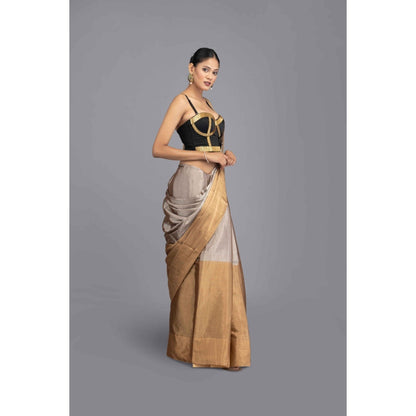 Zal from Benaras Gold Zari Chanderi Handloom Saree with Unstitched Blouse