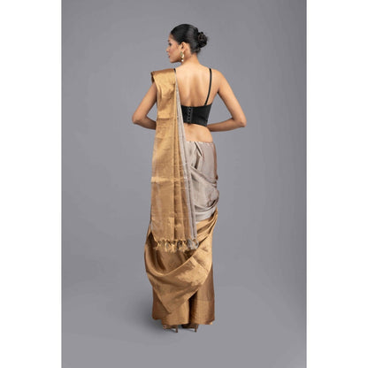 Zal from Benaras Gold Zari Chanderi Handloom Saree with Unstitched Blouse