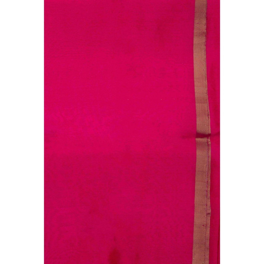 Zal from Benaras Hot Pink Chanderi Silk Saree with Unstitched Blouse