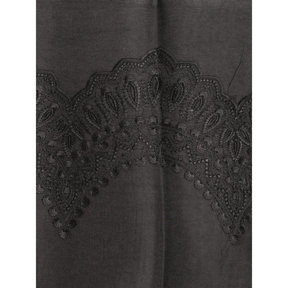 Zal from Benaras Black Pure Organza Silk Saree without Blouse with Chikankari Hand Embroidery