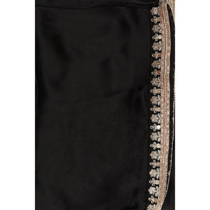 Zal from Benaras Red Bandhej Stripes Crepe Silk Banarasi Saree with Stitched Blouse