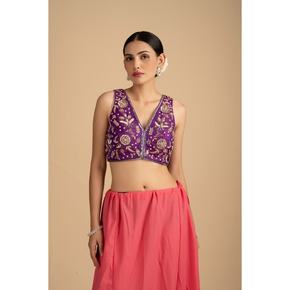 Zal from Benaras Red Pure Organza Silk Banarasi Saree with Stitched Blouse