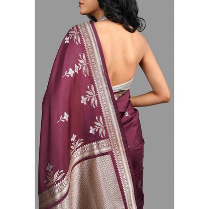 Zal from Benaras Pure Katan Silk Banarasi Handloom Saree without Blouse