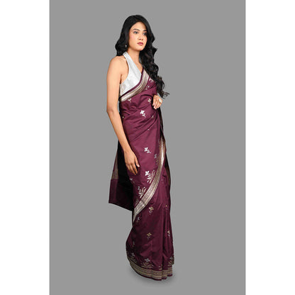 Zal from Benaras Pure Katan Silk Banarasi Handloom Saree without Blouse