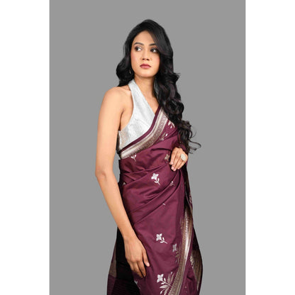 Zal from Benaras Pure Katan Silk Banarasi Handloom Saree without Blouse