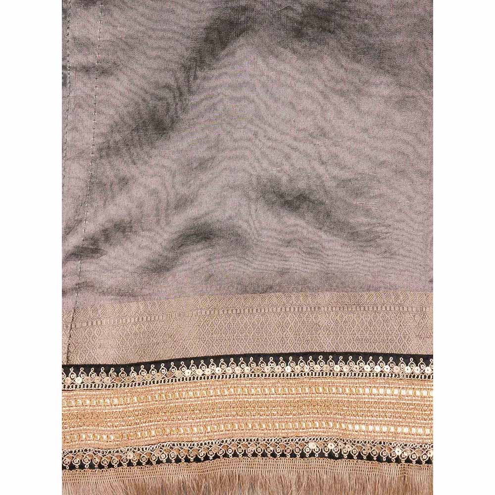 Zal from Benaras Pastel Green Pure Tissue Silk Banarasi Handwork Saree without Blouse