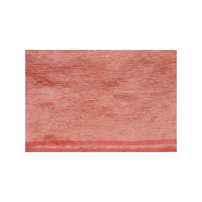 Zal from Benaras Red Zari Stripe Moonga Tissue Silk Banarasi Handloom Saree without Blouse