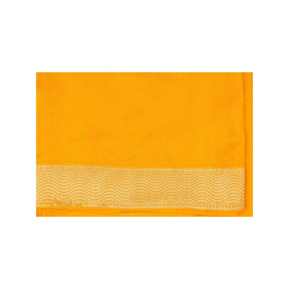 Zal from Benaras Yellow Pure Silk Raw Mango Zari Banarasi Handloom Saree without Blouse