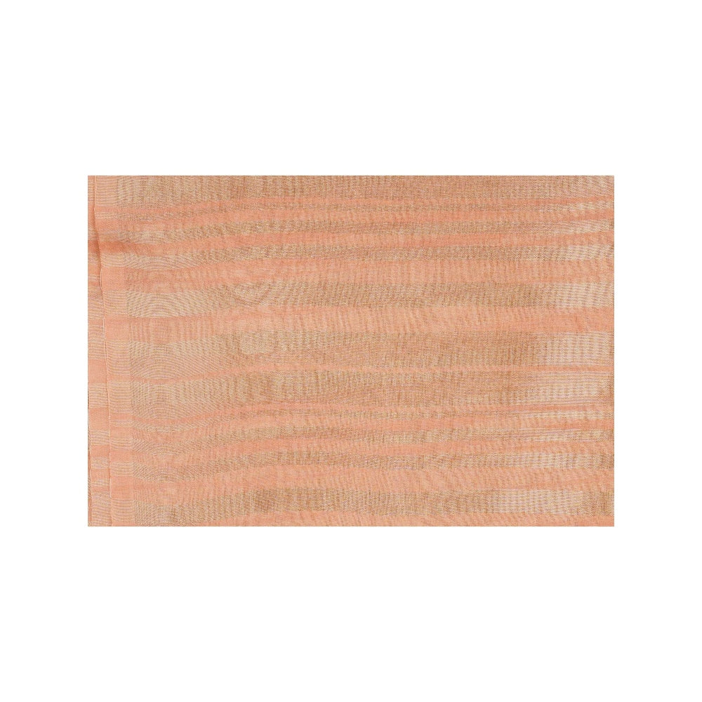 Zal from Benaras Peach Copper Lining Tissue Silk Banarasi Handloom Saree without Blouse