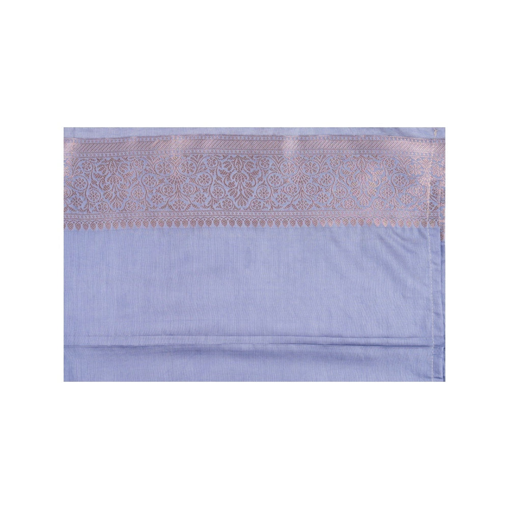 Zal from Benaras Ice Blue Pure Monga Silk Banarasi Handloom Saree without Blouse Piece
