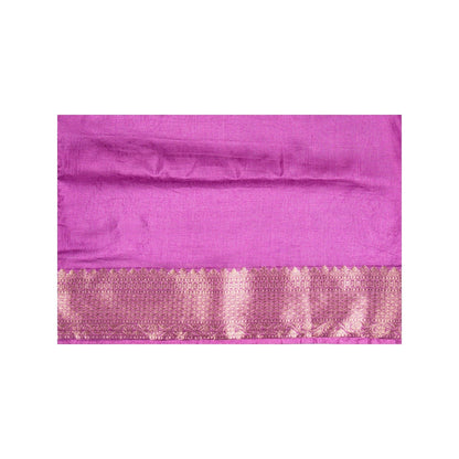 Zal from Benaras Lavender Pure Silk Banarasi Handloom Saree without Blouse Piece