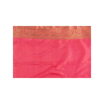 Zal from Benaras Coral Pure Silk Banarasi Handloom Saree without Blouse Piece