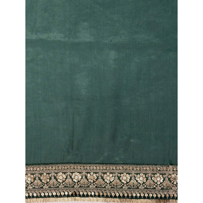 Zal from Benaras Teal Green Pure Katan Silk Banarasi Handloom Saree Without Blouse