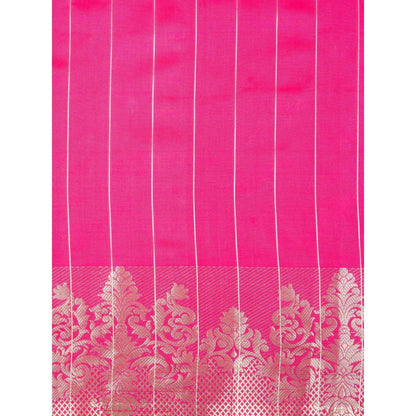 Zal from Benaras Rani Pink Pure Silk Banarasi Handloom Saree Without Blouse