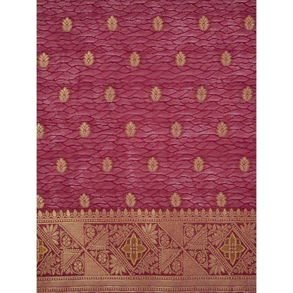 Zal from Benaras Maroon Pure Silk Banarasi Handloom Saree Without Blouse