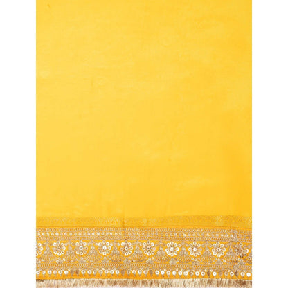 Zal from Benaras Yellow Pure Katan Silk Banarasi Handloom Saree Without Blouse
