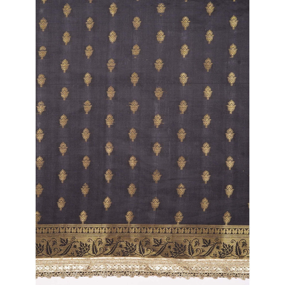 Zal from Benaras Black Pure Silk Banarasi Handloom Saree Without Blouse