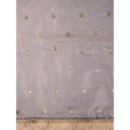 Zal from Benaras Grey Pure Tissue Silk Banarasi Handloom Saree Without Blouse