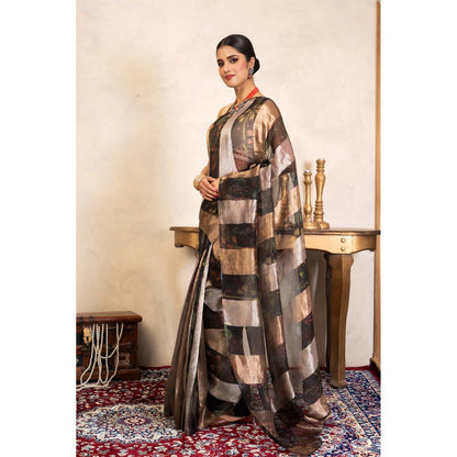 Zal from Benaras Black Pure Organza Silk Banarasi Handloom Saree Without Blouse