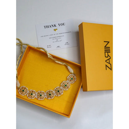 ZARIIN Green Gold Plated Handcrafted Choker Necklace