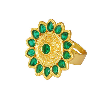 ZARIIN Green Gold Plated Handcrafted Adjustable Ring