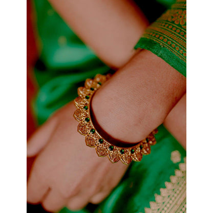 ZARIIN Green Gold Plated Handcrafted Bangle