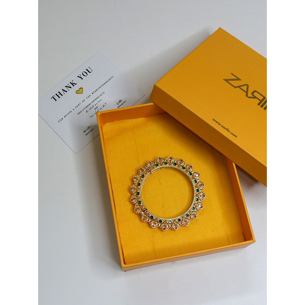 ZARIIN Green Gold Plated Handcrafted Bangle