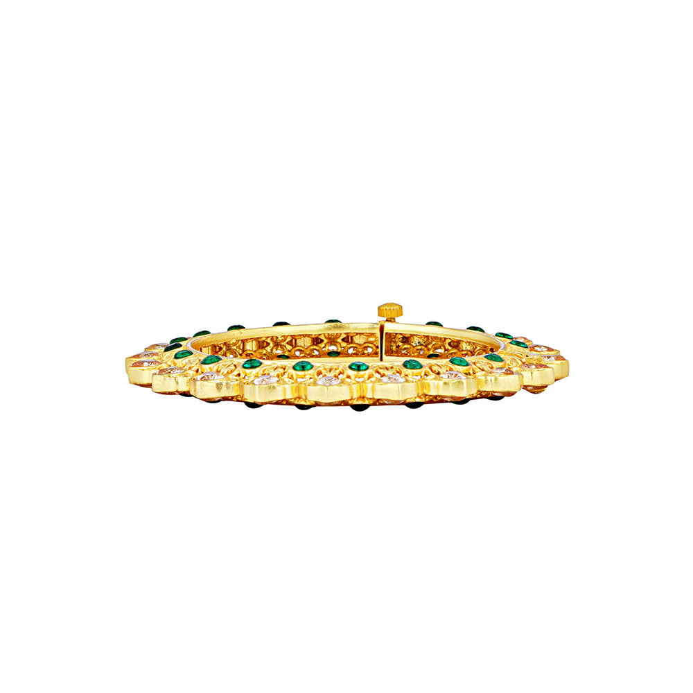 ZARIIN Green Gold Plated Handcrafted Bangle