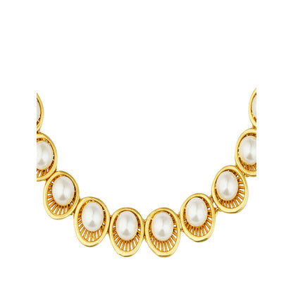 ZARIIN 22Kt Gold Plated White Shell Pearl Glam & Party Special Necklace
