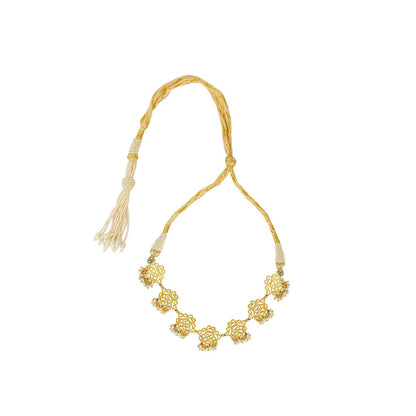 ZARIIN 22Kt Gold Plated With Natural Freshwater White Pearls Beads Wedding Necklace