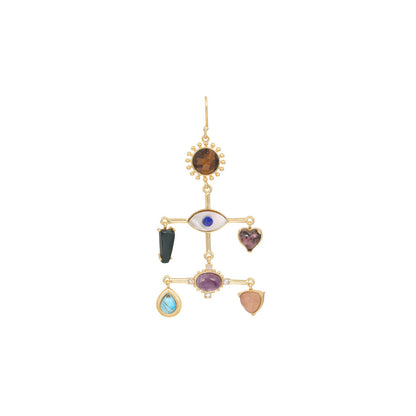 ZARIIN 22Kt Gold Plated Multi Stone Healing Drop and Dangler Earrings