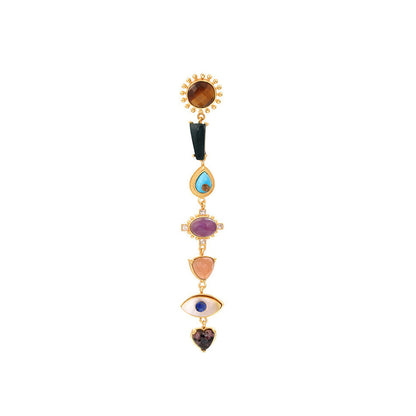 ZARIIN 22Kt Gold Plated Multi Stone Healing Drop and Dangler Earrings