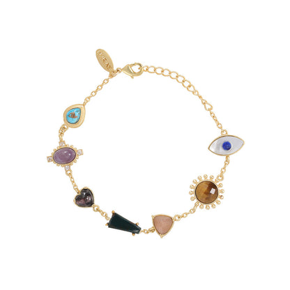 ZARIIN 22Kt Gold Plated Multi Stone Healing Bracelet