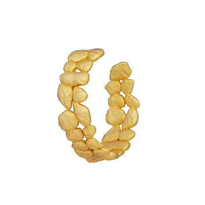 ZARIIN 22k Gold Plated Gold Nuggets Hoop Earrings