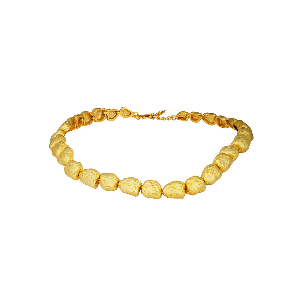 ZARIIN 22k Gold Plated Gold nuggets Choker Necklace