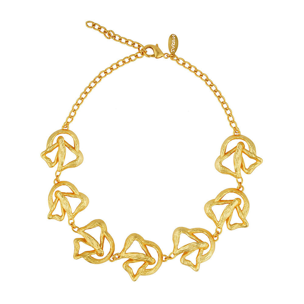 ZARIIN 22k Gold Plated Back to Nature Choker Necklace