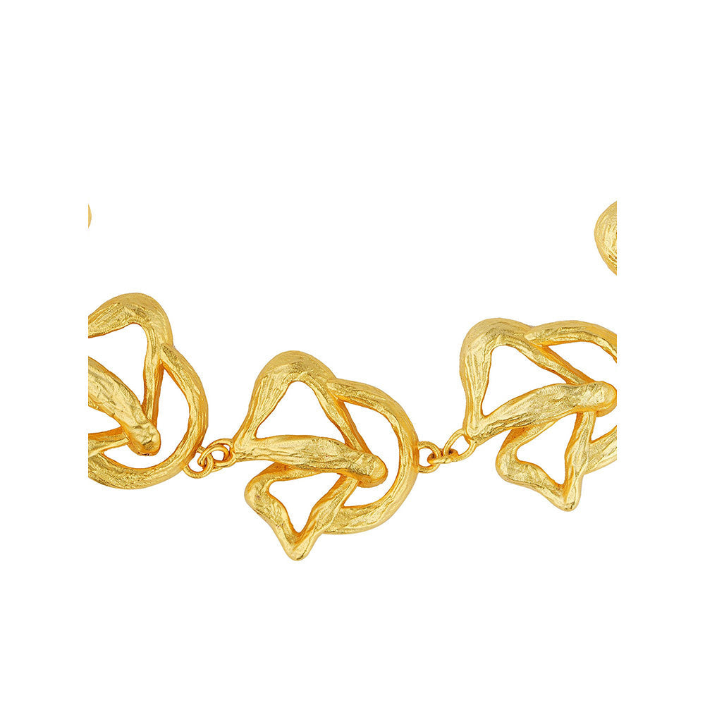 ZARIIN 22k Gold Plated Back to Nature Choker Necklace